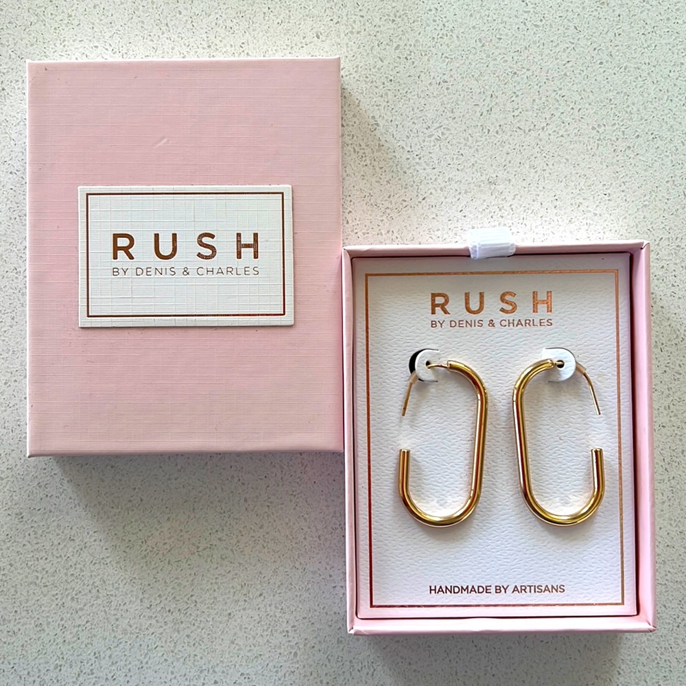 Gold oblong hoops